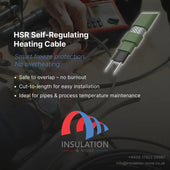 Green self-regulating heating cable for freeze protection with braided interior and black terminals