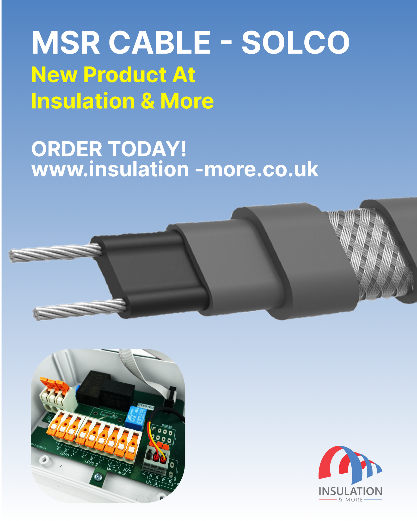 Solco MSR202-CP trace heating cable, 20 W/m self-regulating heating cable