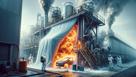 Fire-resistant covering demonstrating its chemical resistance in an industrial environment