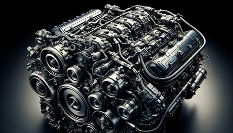 Powerful automotive engine showcasing complex components in automotive manufacturing.