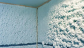 Frost-covered interior corner illustrating the importance of elastomeric foam insulation.