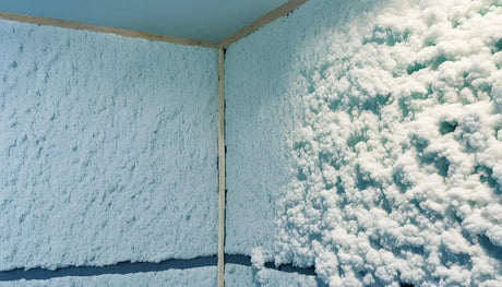 Frost-covered interior corner illustrating the importance of elastomeric foam insulation.