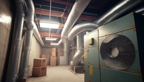 HVAC & Duct Insulation in the basement of a building