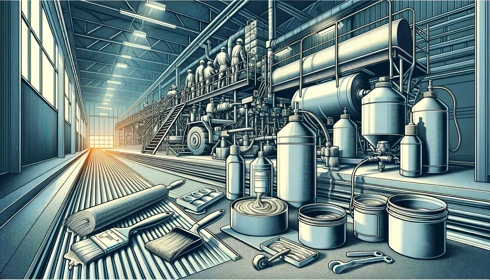 Industrial brewing equipment showing tanks and controls in waterproof sealants applications.