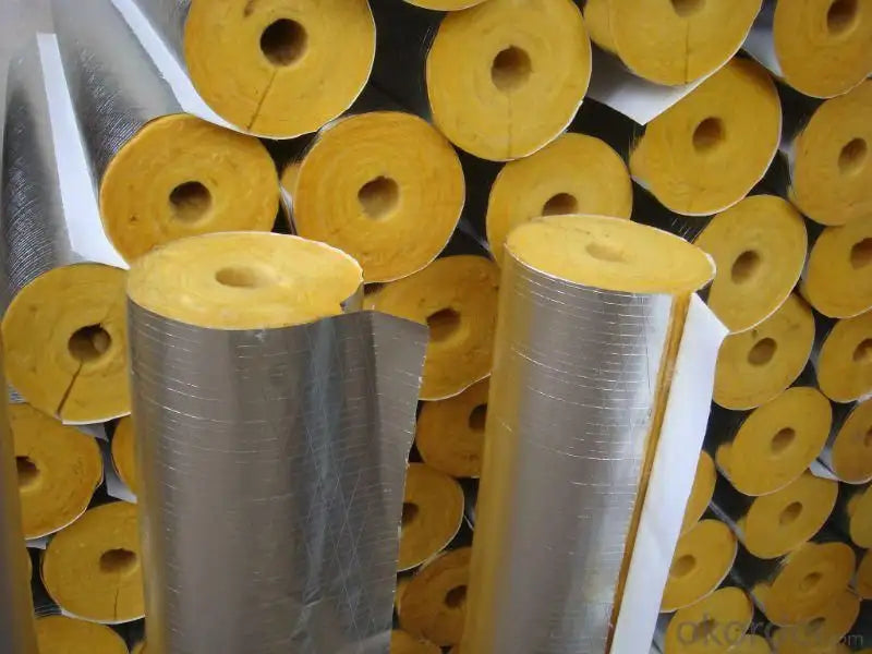 Rolls of fiberglass pipe insulation