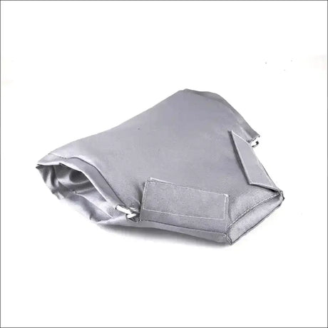 Silver insulated valve jacket pouch with zipper and pocket detail