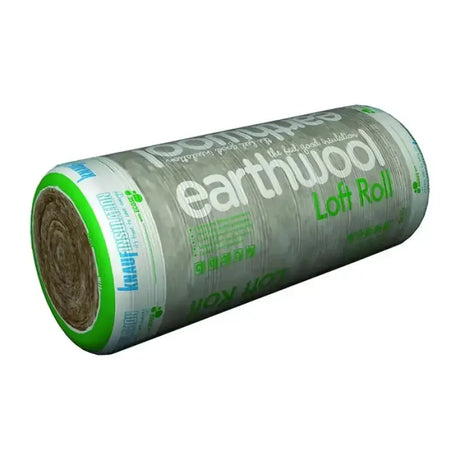 Knauf Earthwool mineral wool acoustic insulation in green and white packaging