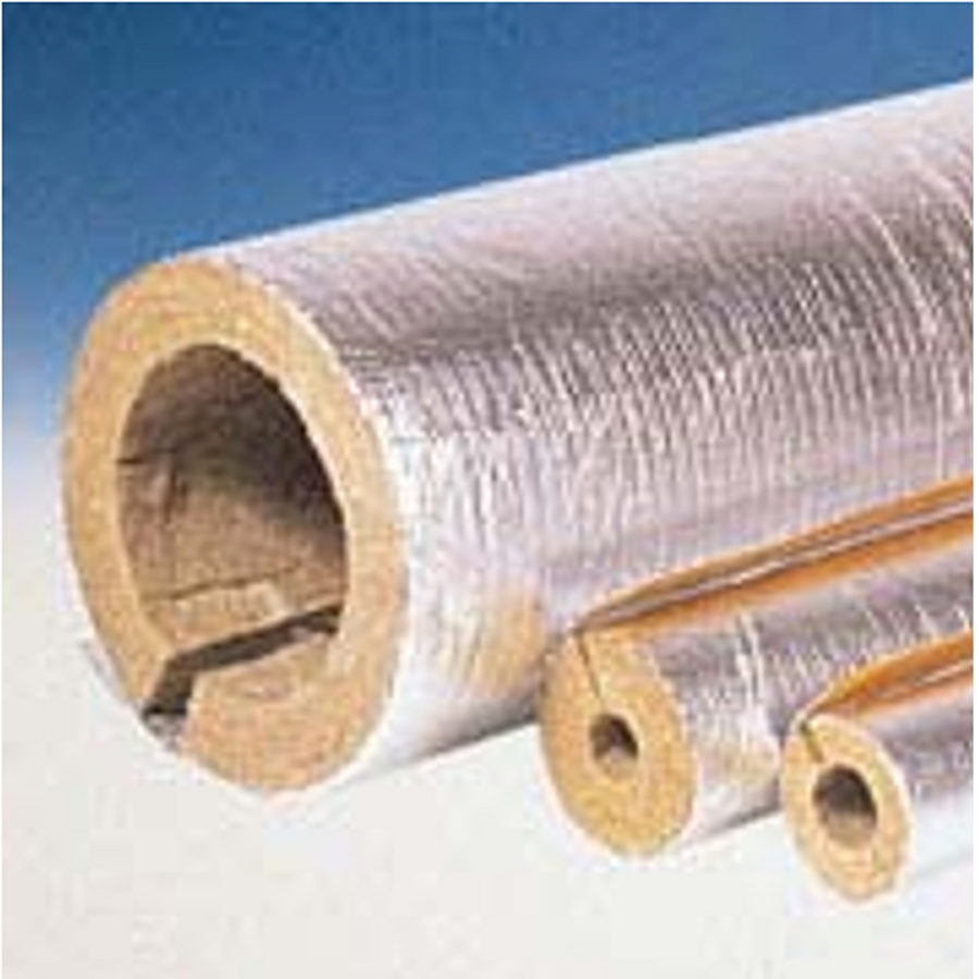 Rockwool and PAROC mineral wool pipe insulation sections for plant room pipework