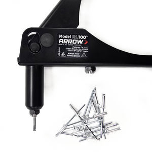 Black Arrow RL100 slide receiver tool with a pile of silver steel pins on a white background.