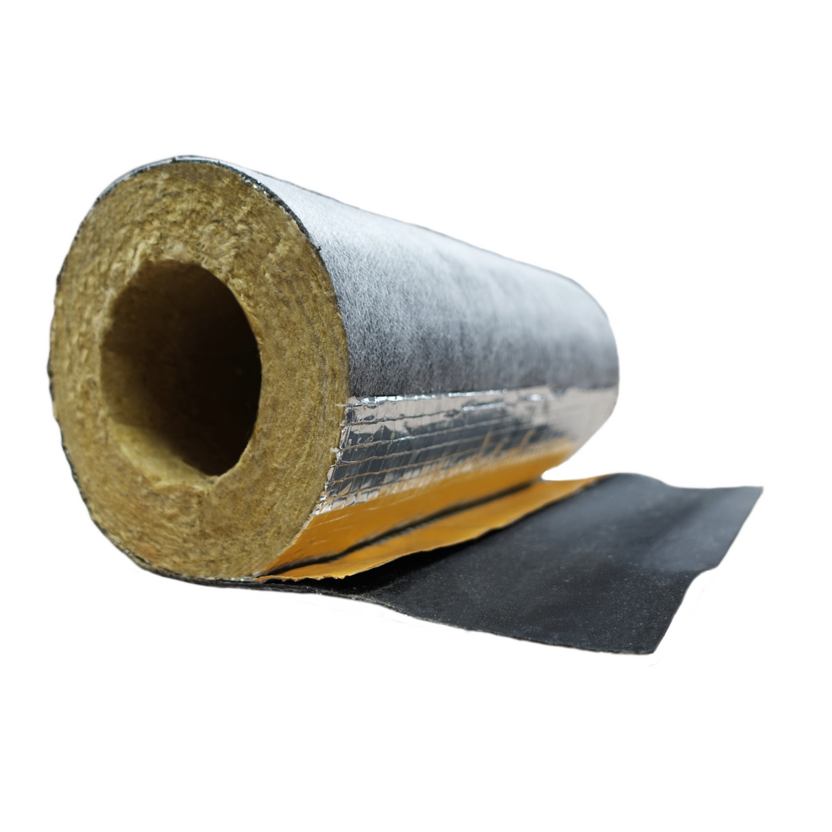 Close up of PIB clad pipe insulation section