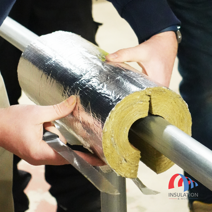 Mineral wool pipe insulation for heating and hot water services