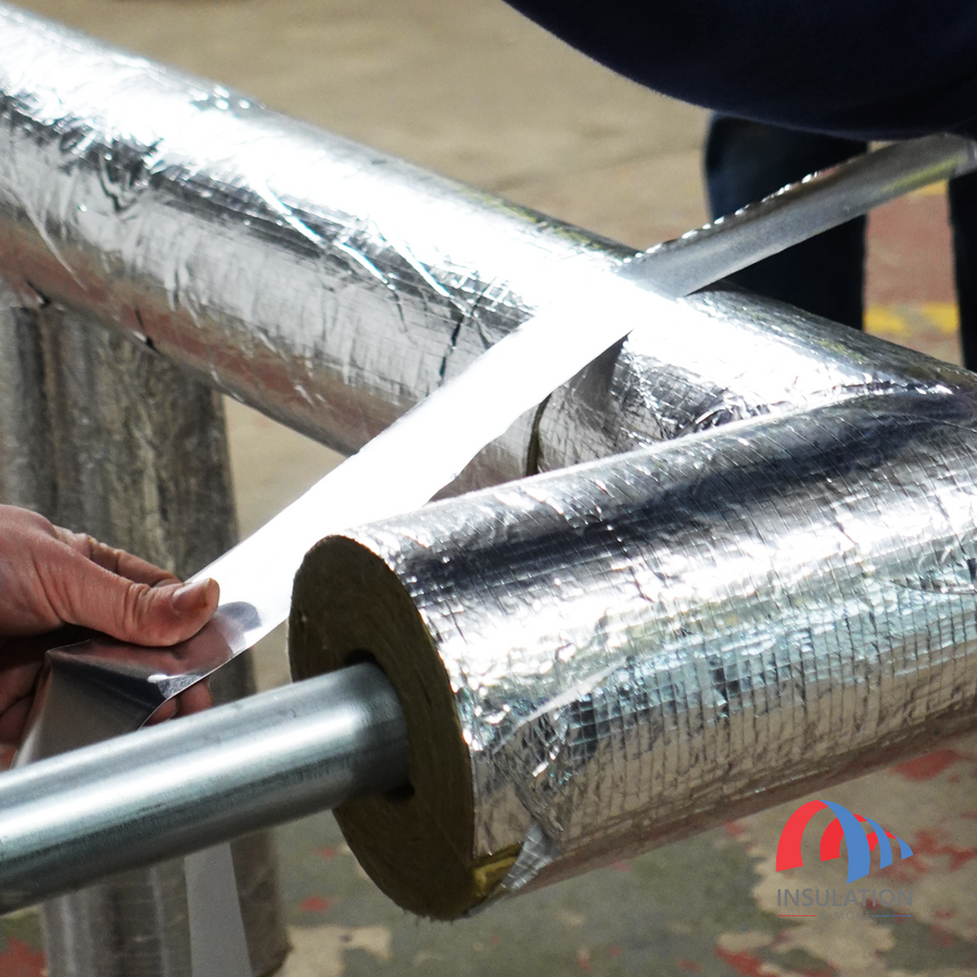 Sealing Rockwool foil faced pipe insulation joint