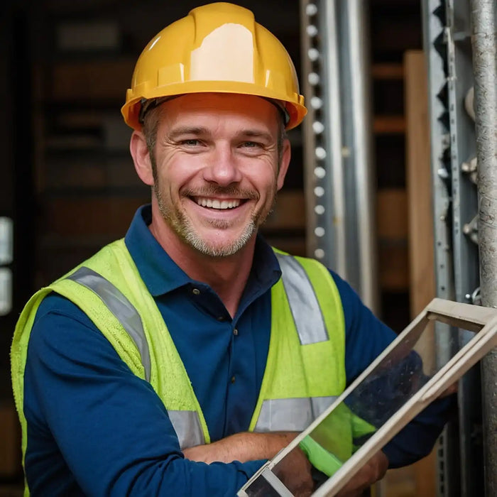 Smiling construction worker.