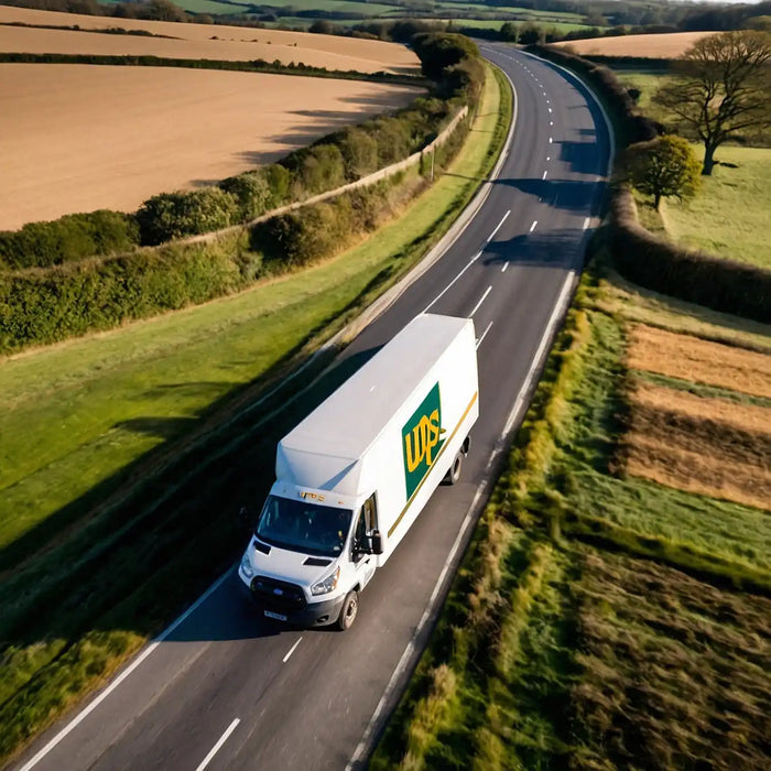 White UPS delivery truck.